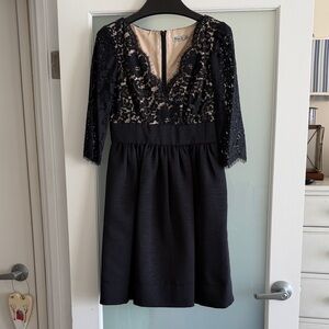 Eliza J Black and Cream Lace Long Sleeve Dress